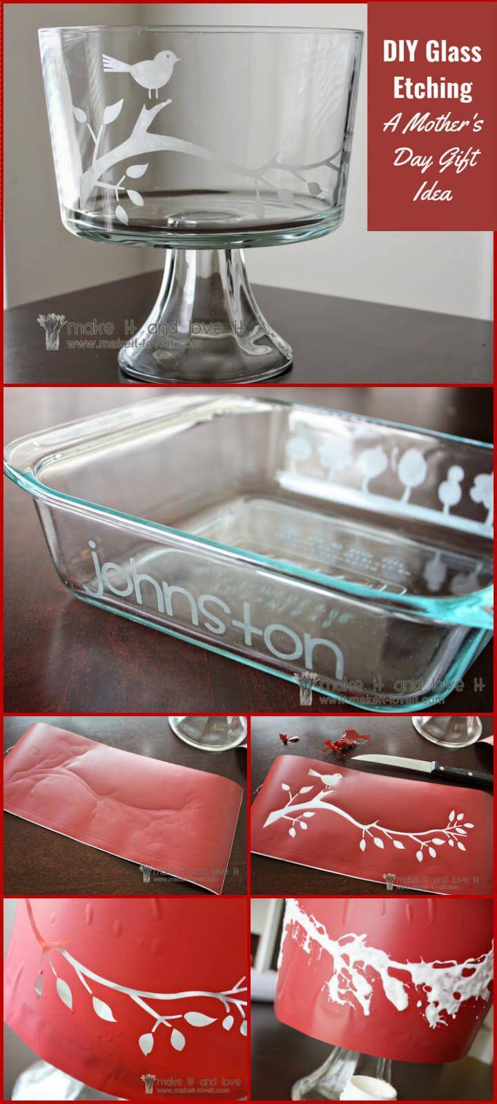 DIY glass etching Mother's Day gift project